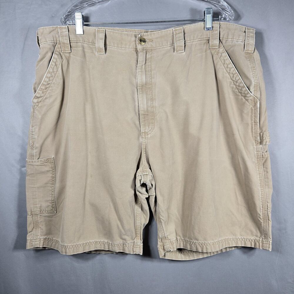 Carhartt B147 Dark Khaki Canvas Utility Work Shorts Mens 44 Loose Fit Carpenter